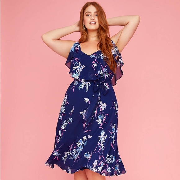lane bryant blue floral dress
